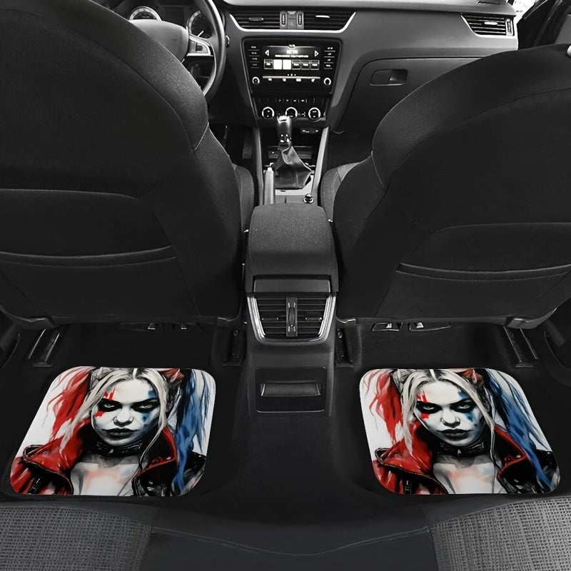 4pcs Halloween-Themed Car Floor Mats - Absorbent, Non-Slip & Washable | Stylish Interior Protection For Cars, SUVs - For Car Owners - Suitable for All Seasons - Perfect Gift for Halloween & Car Enthusiasts