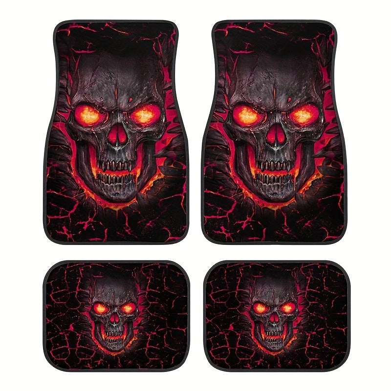 Skull Design 4pcs Car Floor Mat Set Non-Slip Fit for Tesla Car Carpet Mats For Model 3 Model Y Car Accessories