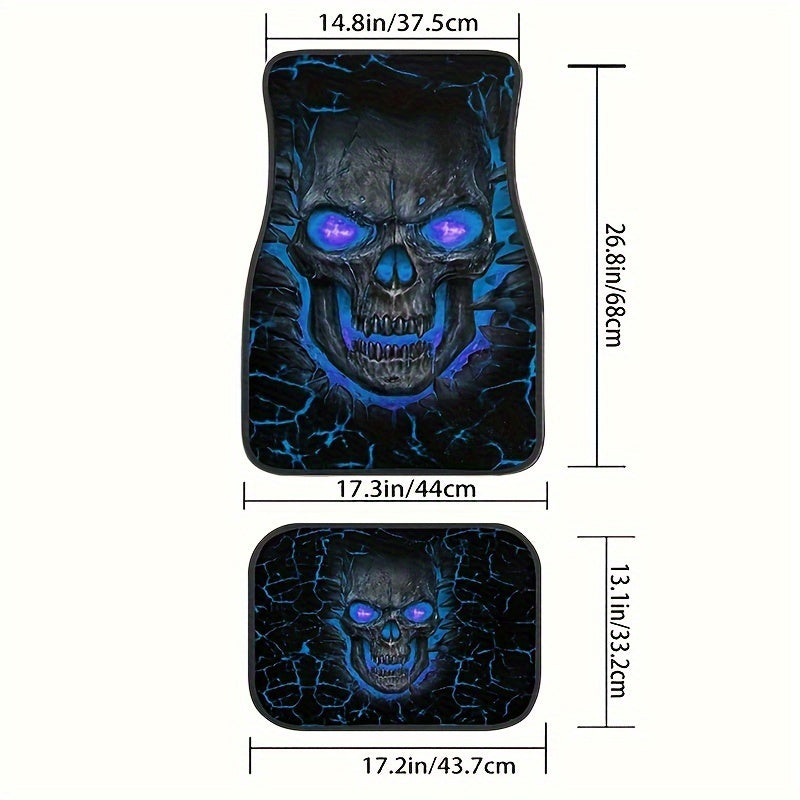 Skull Design 4pcs Car Floor Mat Set Non-Slip Fit for Tesla Car Carpet Mats For Model 3 Model Y Car Accessories