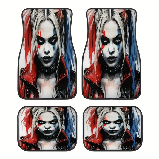 4pcs Halloween-Themed Car Floor Mats - Absorbent, Non-Slip & Washable | Stylish Interior Protection For Cars, SUVs - For Car Owners - Suitable for All Seasons - Perfect Gift for Halloween & Car Enthusiasts