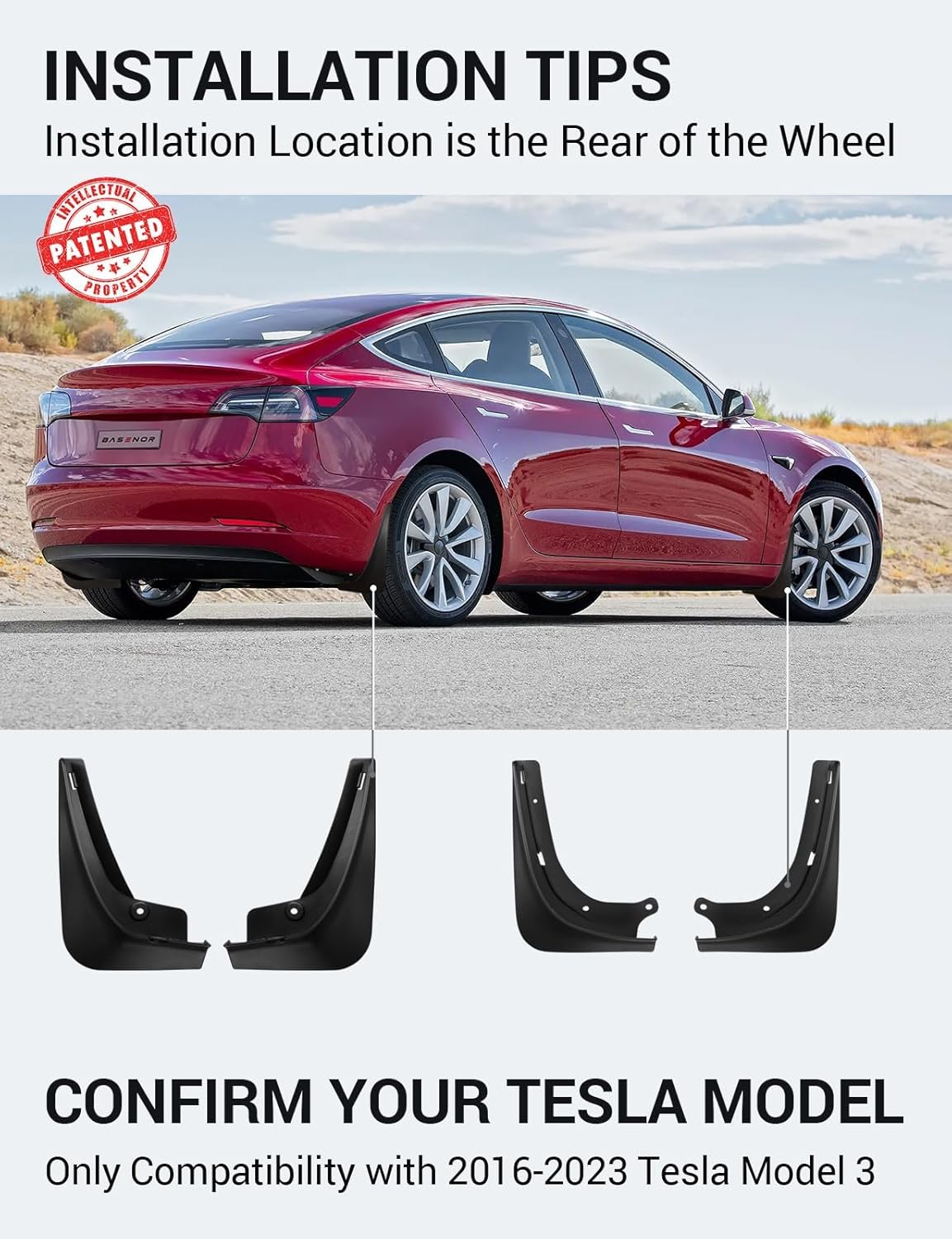 All Weather Protector Mud Flaps Splash Mud guards for Tesla Model 3/Y/S/X