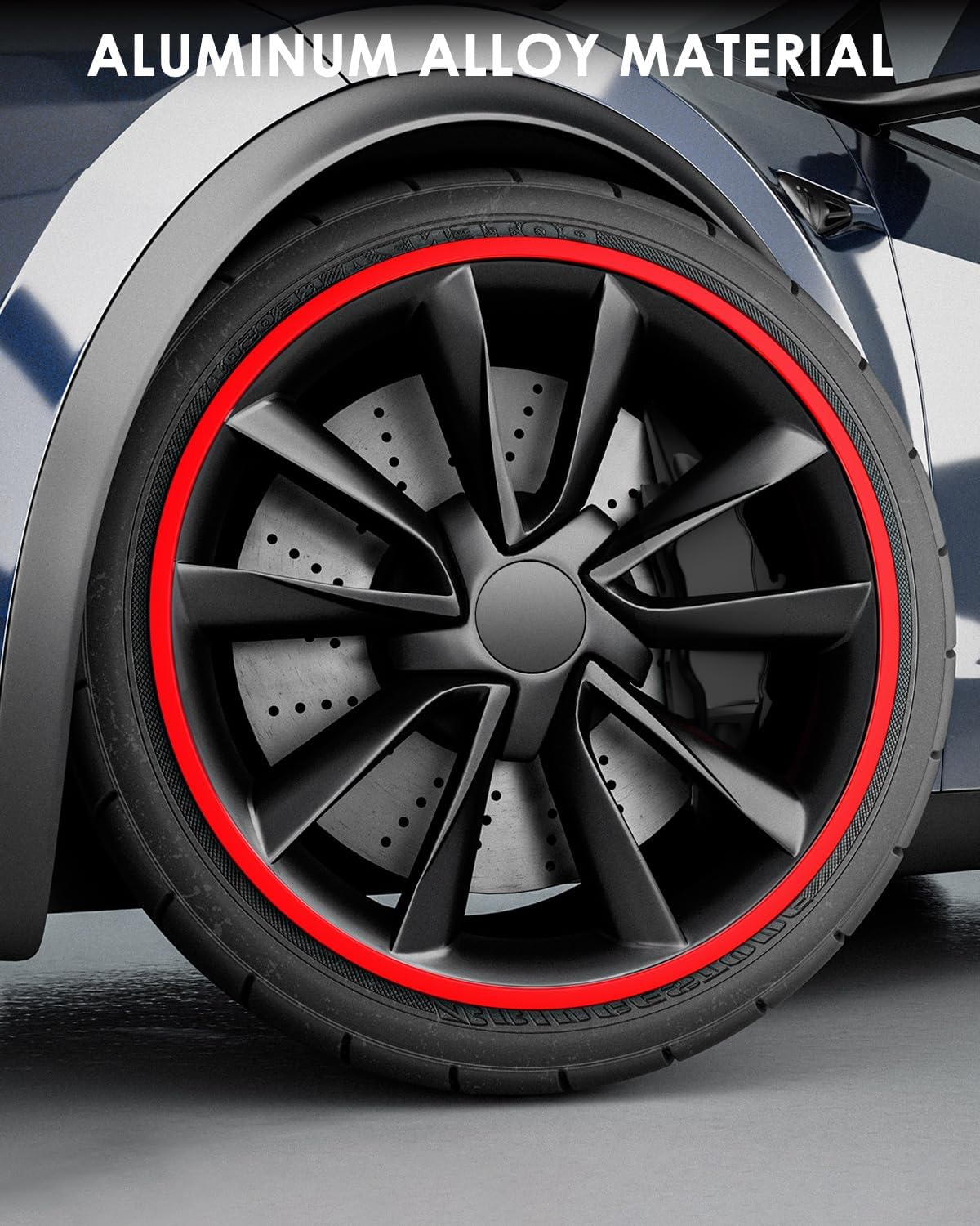 Aluminum Alloy Red Wheel Rim Protector- Fits All Cars (4pcs） Teslauaccessories