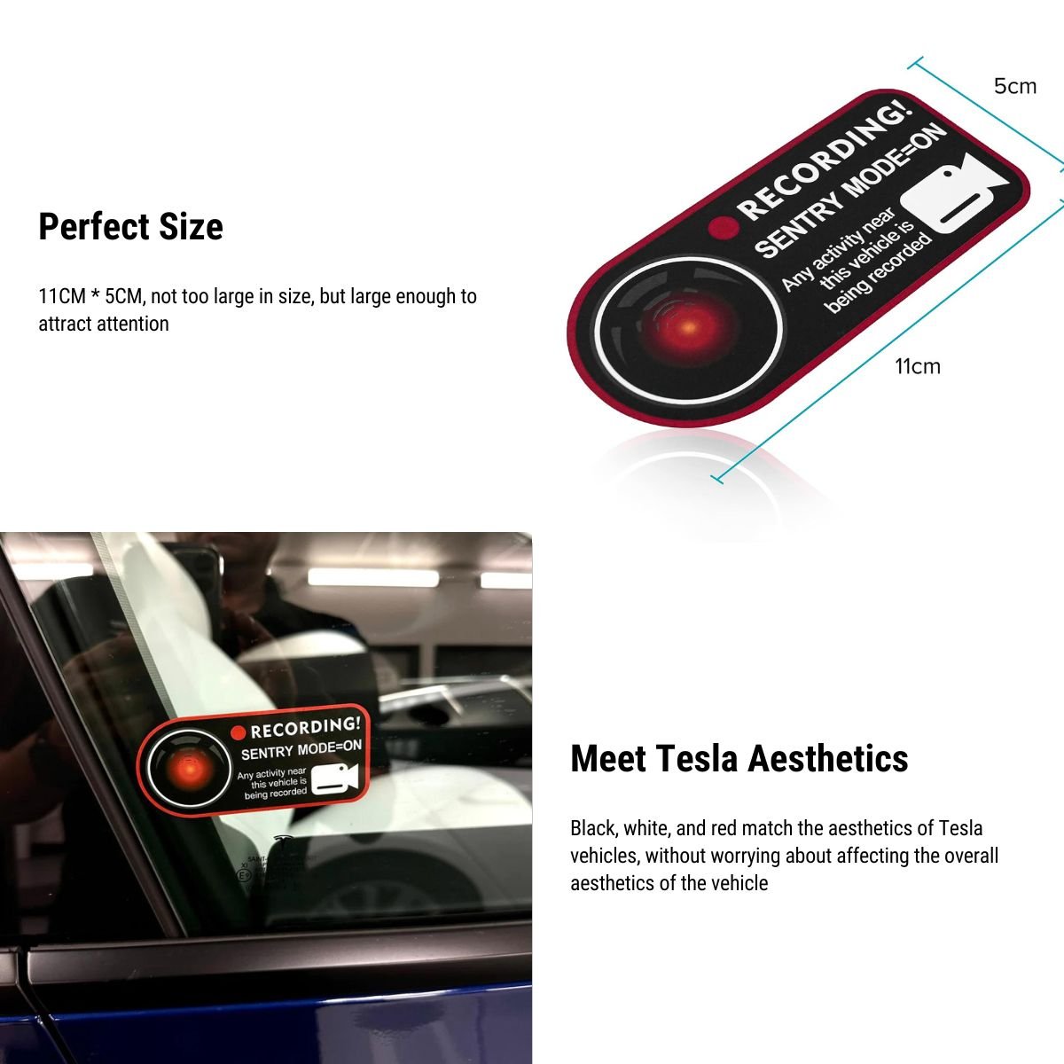 Anti-Theft Warning Sentry Mode Clings (4pcs) for Tesla Teslauaccessories