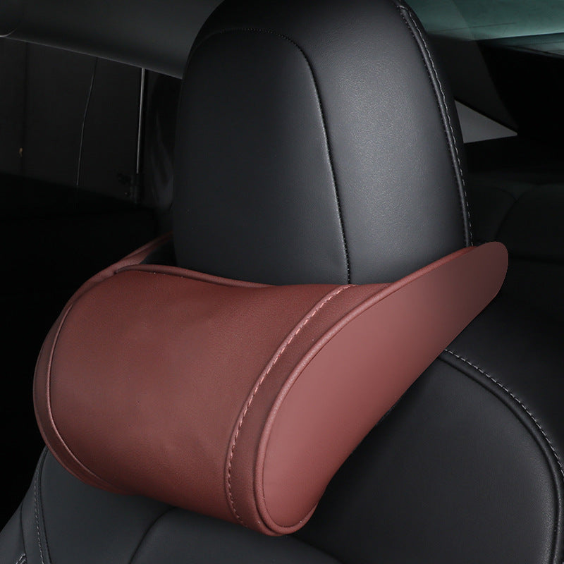 Cotton Filled Neck Support Leather Pillows Headrest For Tesla Model S 3 X Y Teslauaccessories