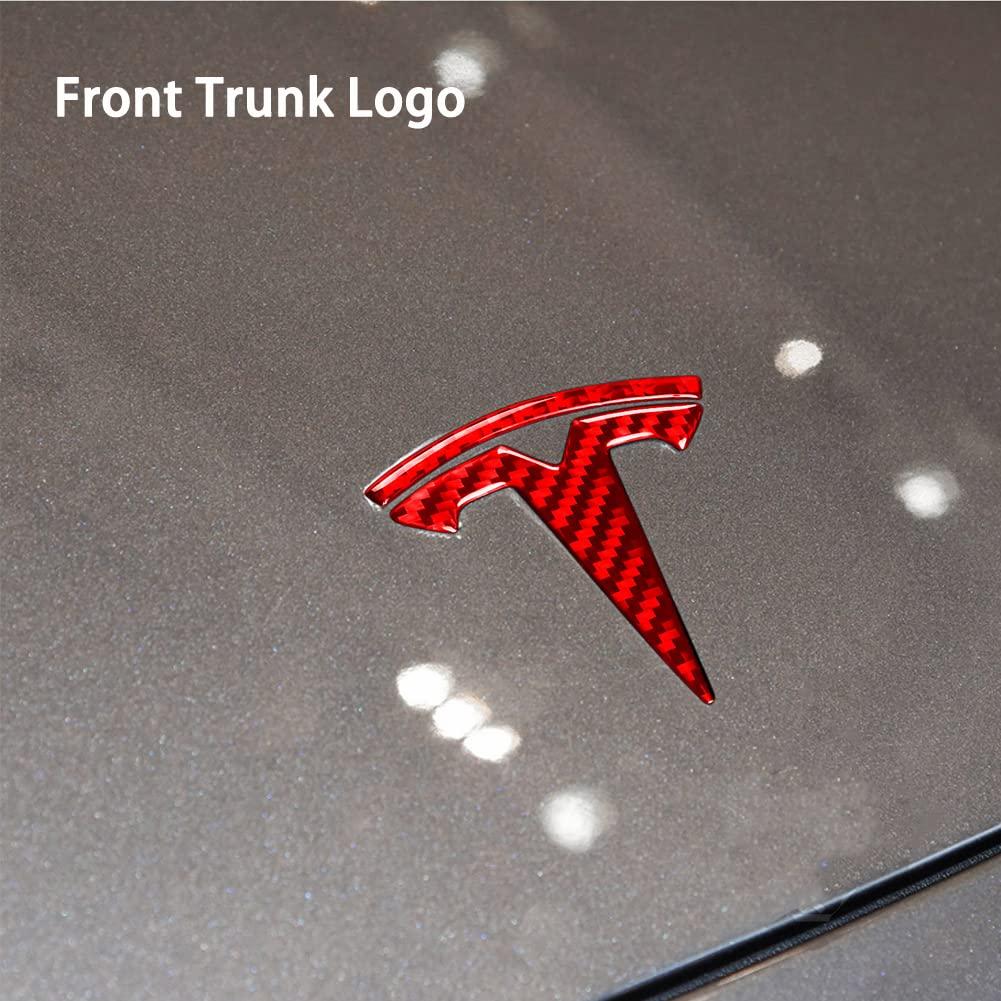 Epoxy Carbon Fiber Steering Wheel, Front/Rear Logo Cover Trimming Sticker For Tesla Model 3 Y Teslauaccessories