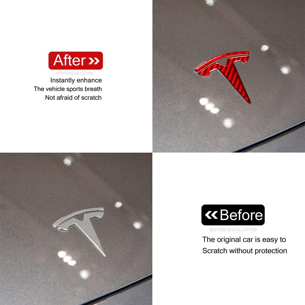 Epoxy Carbon Fiber Steering Wheel, Front/Rear Logo Cover Trimming Sticker For Tesla Model 3 Y Teslauaccessories