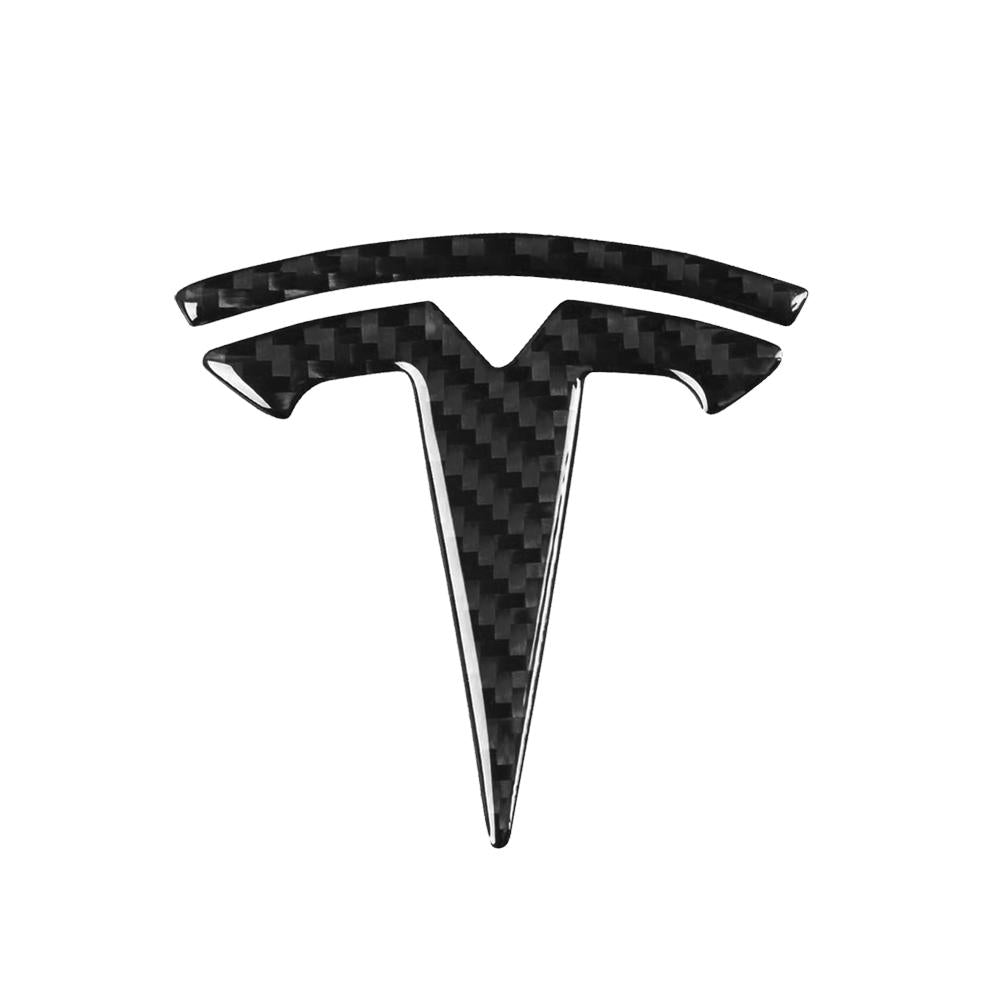 Epoxy Carbon Fiber Steering Wheel, Front/Rear Logo Cover Trimming Sticker For Tesla Model 3 Y Teslauaccessories