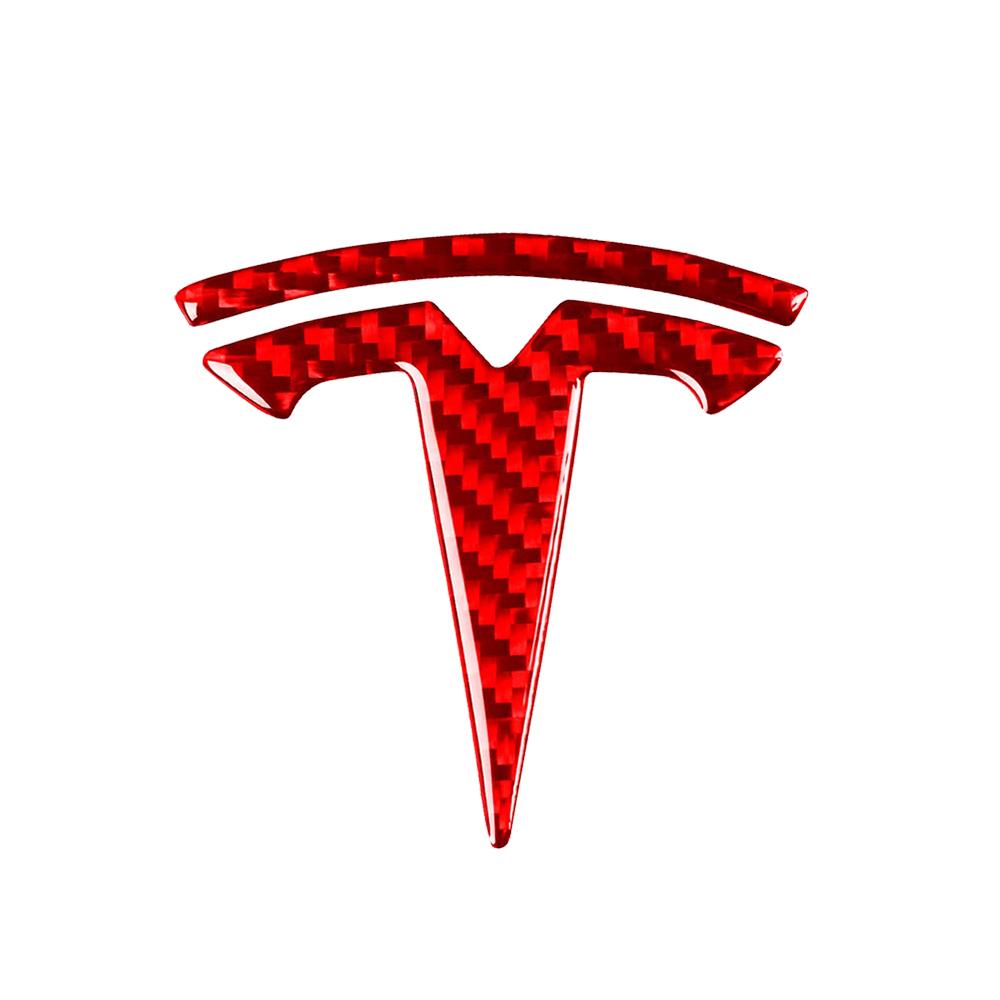 Epoxy Carbon Fiber Steering Wheel, Front/Rear Logo Cover Trimming Sticker For Tesla Model 3 Y Teslauaccessories