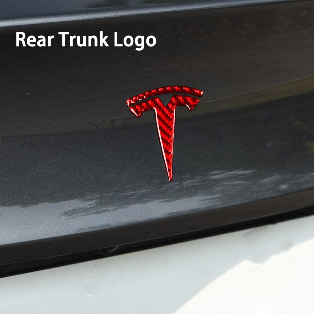 Epoxy Carbon Fiber Steering Wheel, Front/Rear Logo Cover Trimming Sticker For Tesla Model 3 Y Teslauaccessories