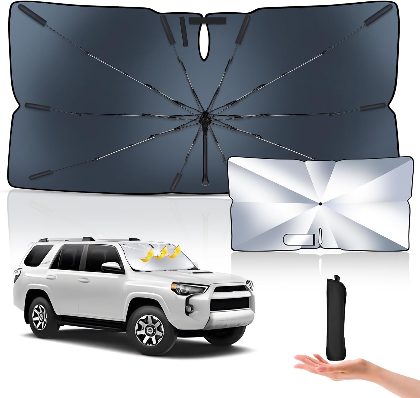 Fiberglass Windshield Sunshade Umbrella Custom Fit for Auto Sedan SUV Teslauaccessories