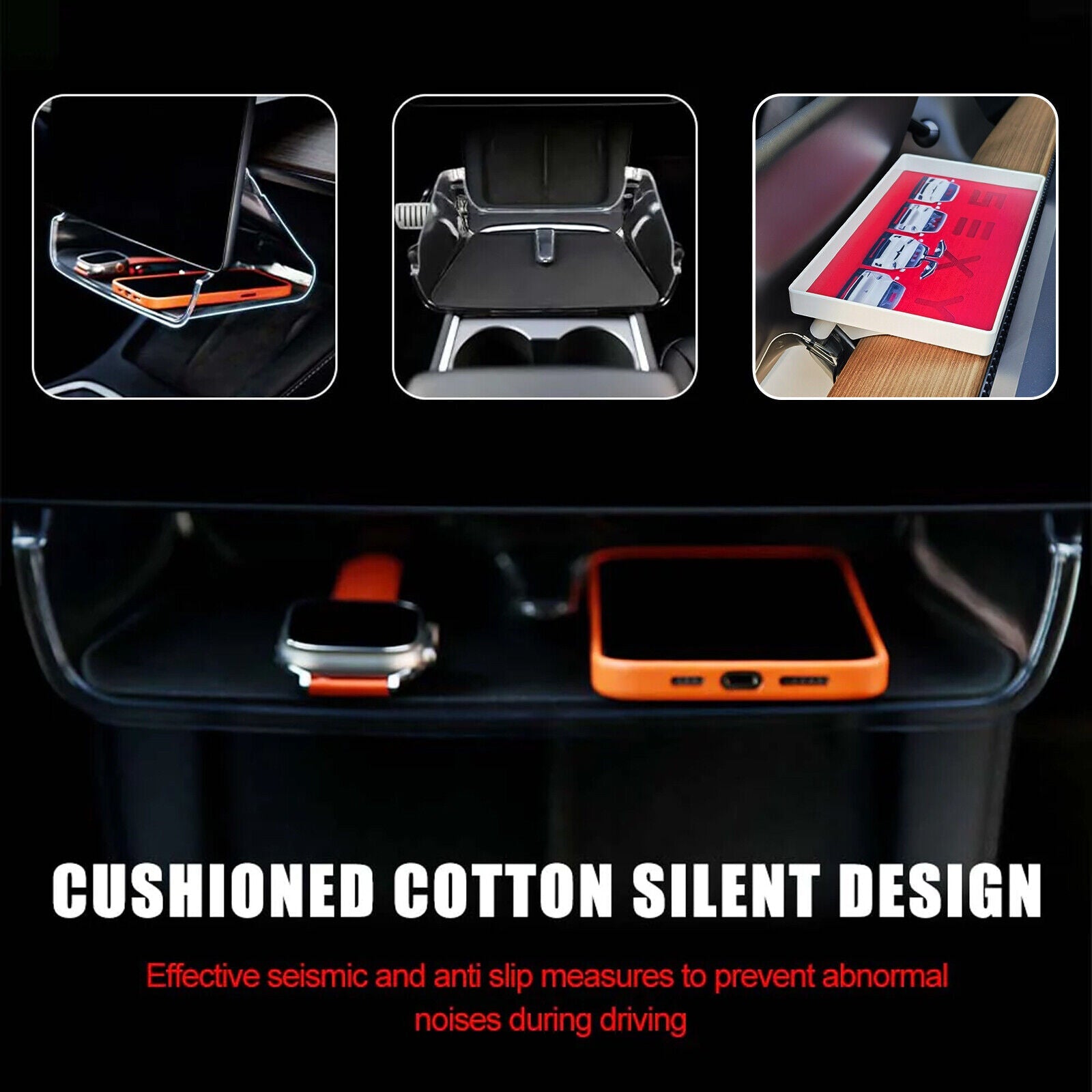 Hidden Tray Storage Under Screen Center Console Organizer Tissue Holder For Tesla Model 3 Y Teslauaccessories