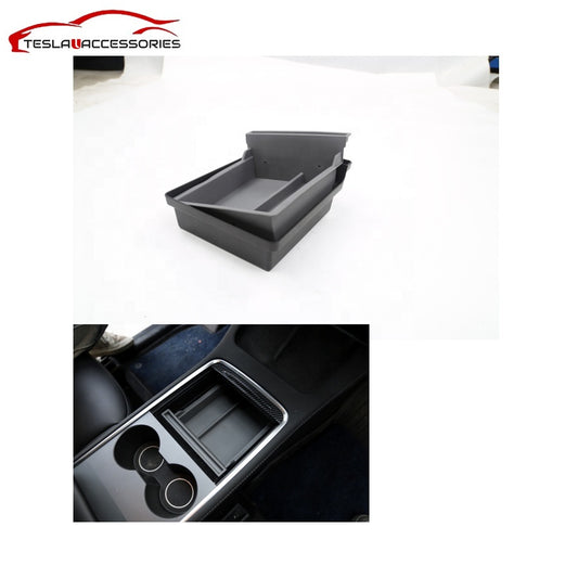 TPE ABS Center Console Double Layer Tray Storage box For Tesla Model 3 Y Teslauaccessories