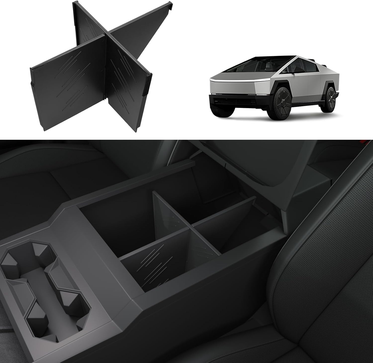 Tesla Cybertruck Center Console Divider Lower Armrest Storage Box Teslauaccessories