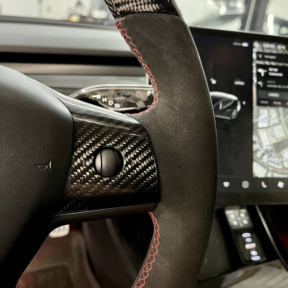 Tesla Model 3/Y Alcantara Carbon Fiber Steering Wheel Teslauaccessories