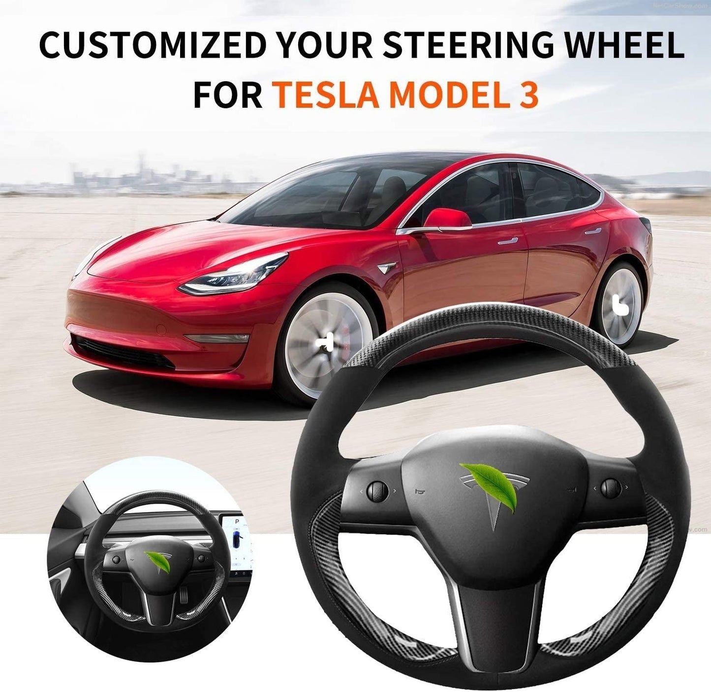 Tesla Model 3 /Y Genuine Leather Steering Wheel Cover Teslauaccessories