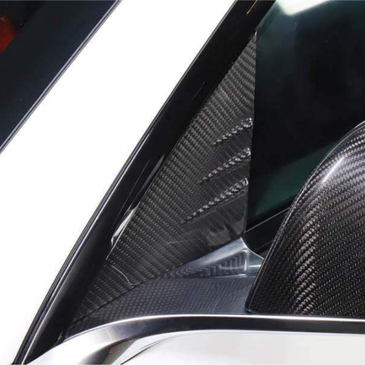 Tesla Model Y/3 Dry Carbon Fiber Exterior Mods A-pillar Glass Trim Teslauaccessories