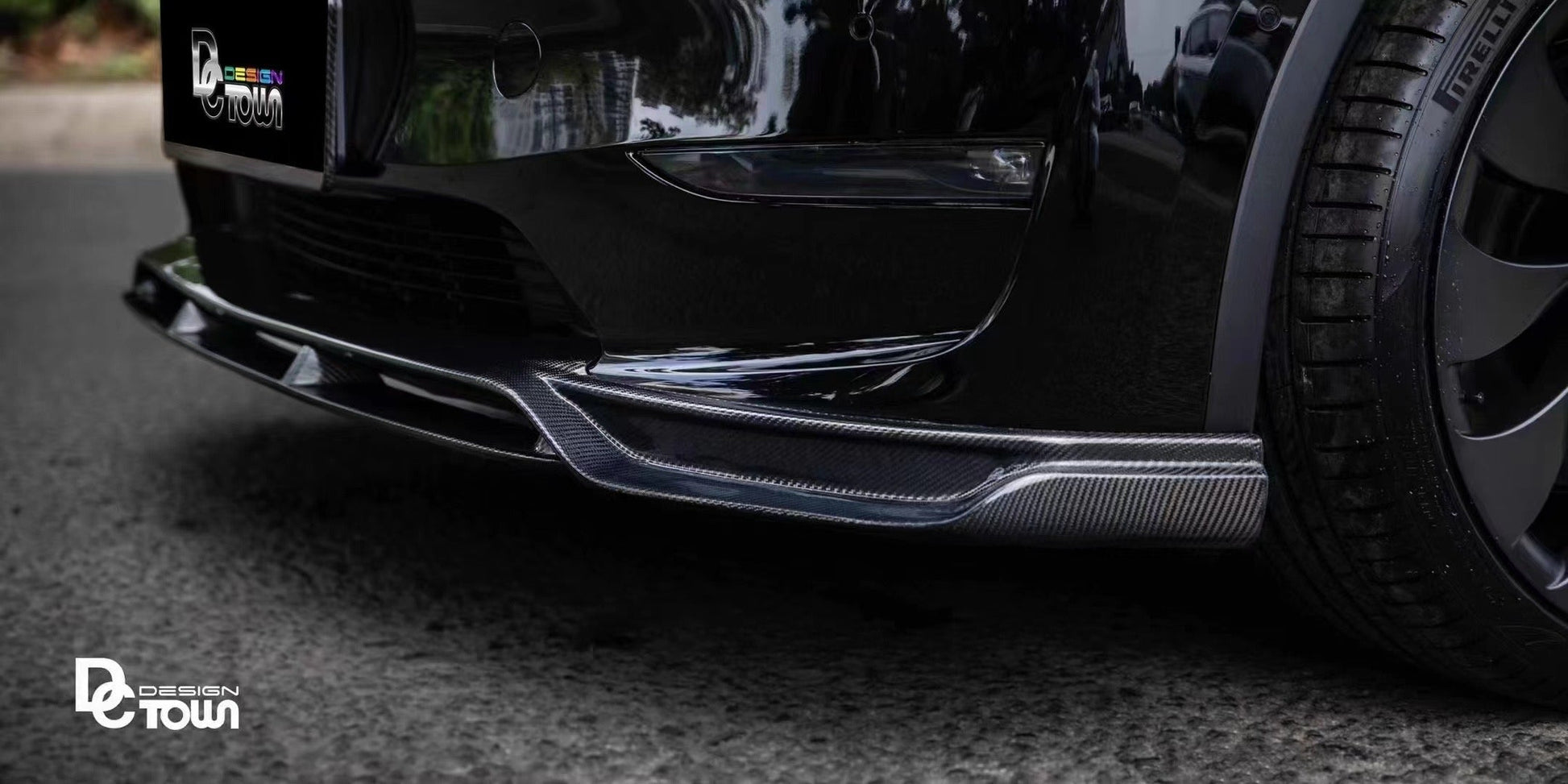 Tesla Model Y Carbon Fiber Front Lip Ver.2 Teslauaccessories