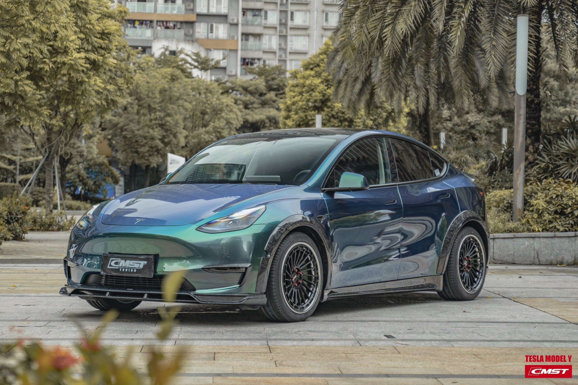 Tesla Model Y Carbon Fiber Front Lip Ver.2 Teslauaccessories