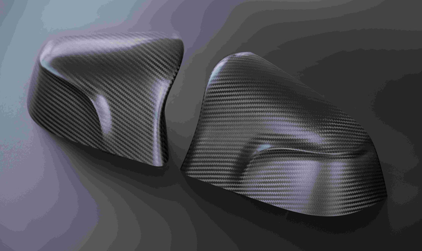 Tesla Model Y Carbon Fibre Mirror Covers CMST Style Teslauaccessories