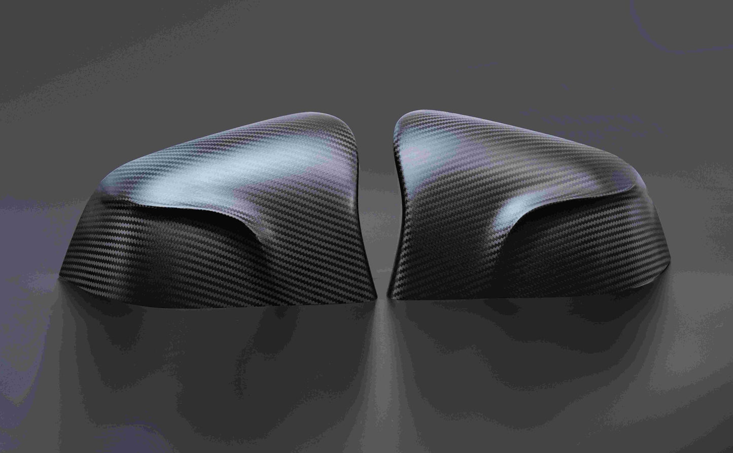 Tesla Model Y Carbon Fibre Mirror Covers CMST Style Teslauaccessories