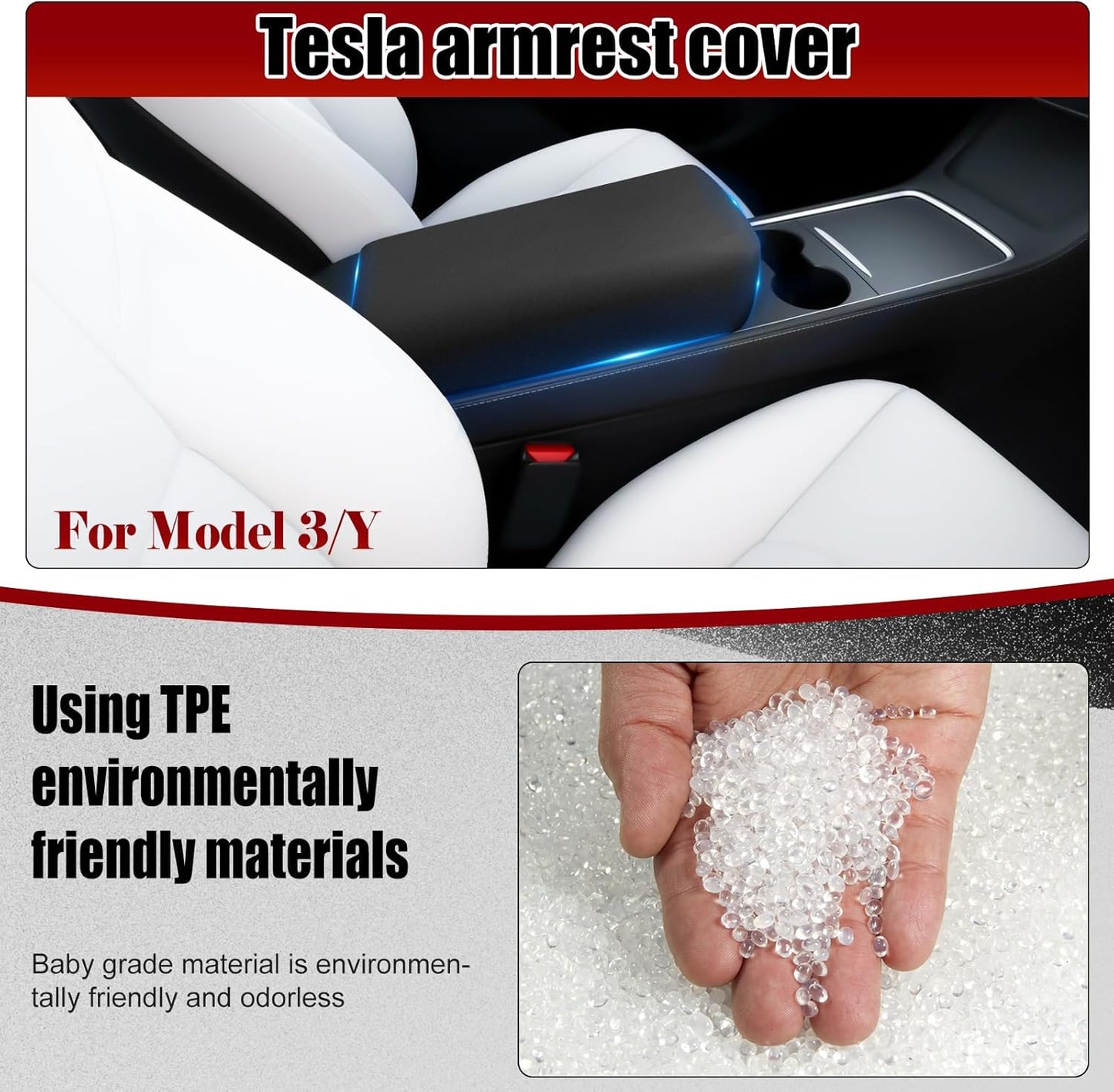 Waterproof Car Armrest Cover for Tesla Model 3/Y Teslauaccessories