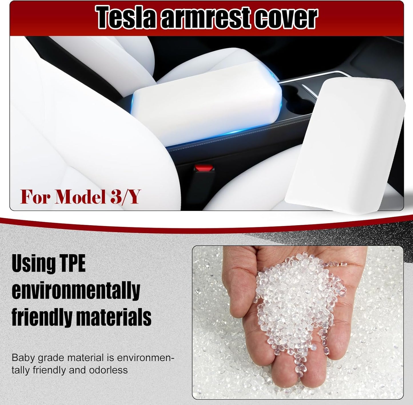 Waterproof Car Armrest Cover for Tesla Model 3/Y Teslauaccessories