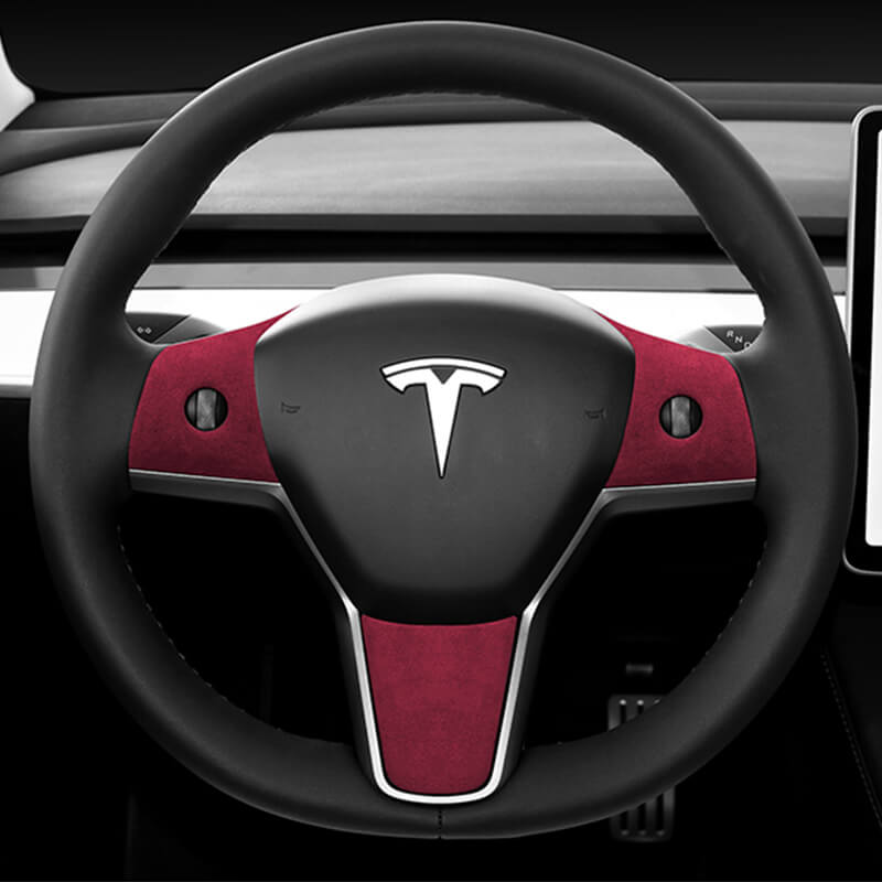 Alcantara Tesla Steering Wheel Wrap Cover Kit for Model 3/Y (2017-2023) Teslauaccessories