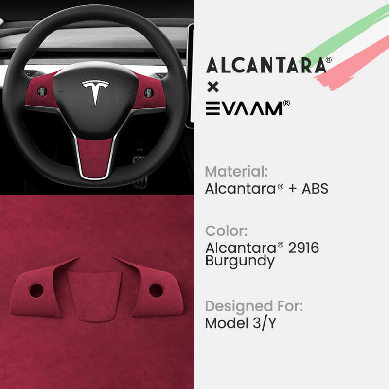 Alcantara Tesla Steering Wheel Wrap Cover Kit for Model 3/Y (2017-2023) Teslauaccessories