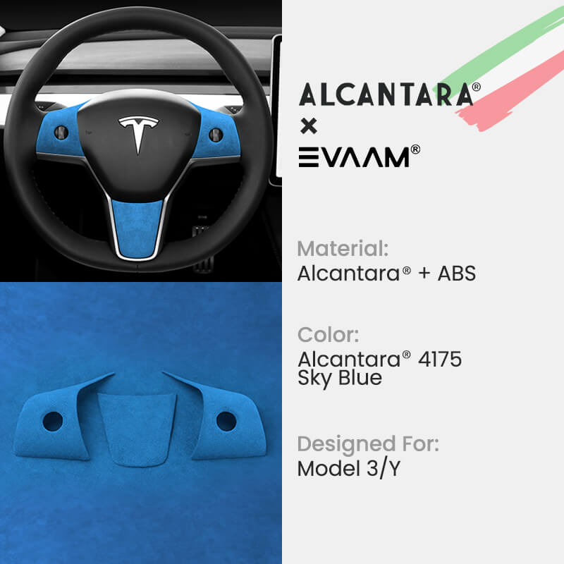 Alcantara Tesla Steering Wheel Wrap Cover Kit for Model 3/Y (2017-2023) Teslauaccessories