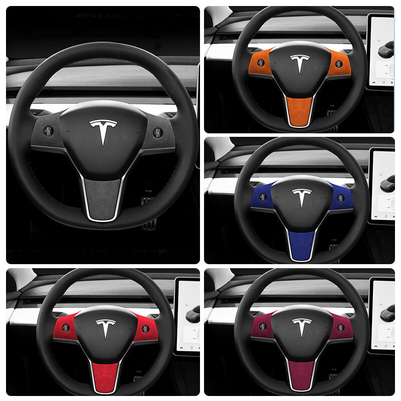 Alcantara Tesla Steering Wheel Wrap Cover Kit for Model 3/Y (2017-2023) Teslauaccessories