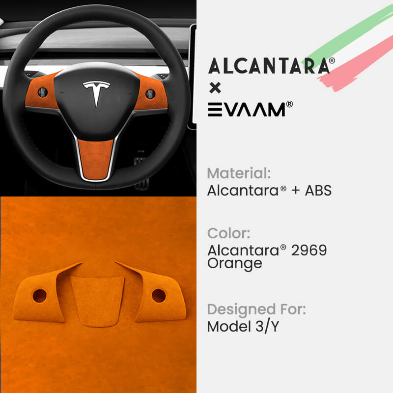 Alcantara Tesla Steering Wheel Wrap Cover Kit for Model 3/Y (2017-2023) Teslauaccessories