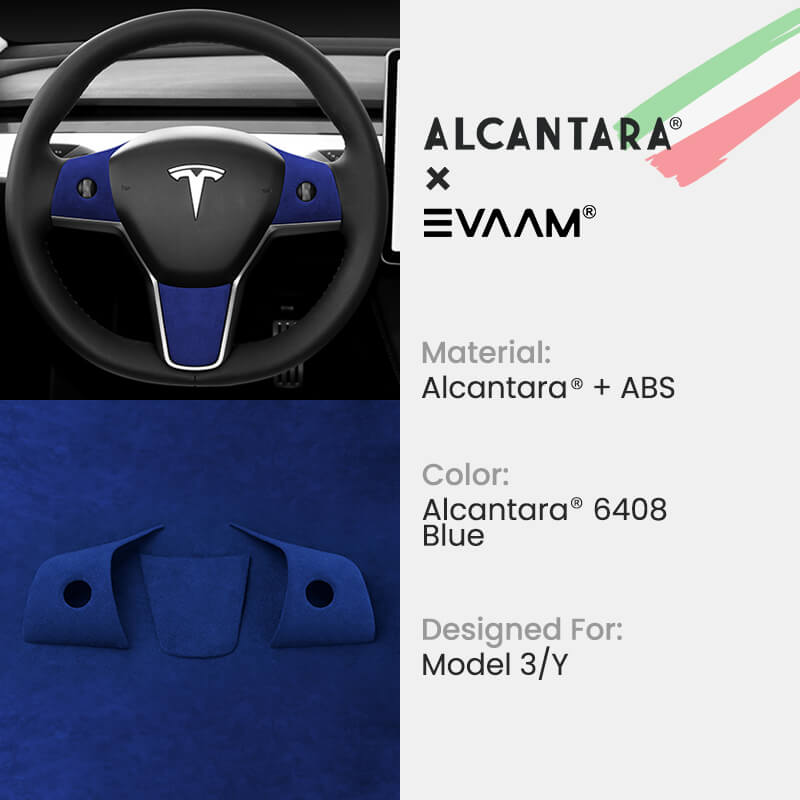 Alcantara Tesla Steering Wheel Wrap Cover Kit for Model 3/Y (2017-2023) Teslauaccessories