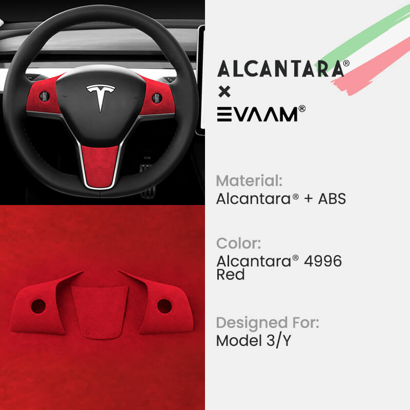 Alcantara Tesla Steering Wheel Wrap Cover Kit for Model 3/Y (2017-2023) Teslauaccessories