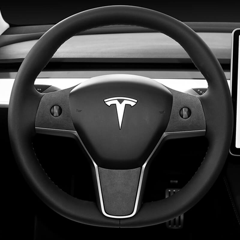 Alcantara Tesla Steering Wheel Wrap Cover Kit for Model 3/Y (2017-2023) Teslauaccessories