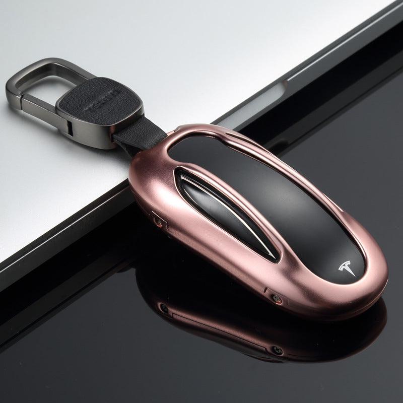 Aluminum Alloy and Leather Key Fob Case for Teala Model X Teslauaccessories