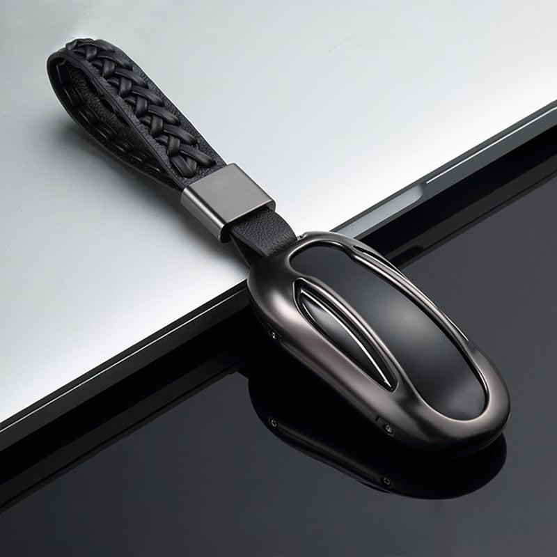 Aluminum Alloy and Leather Key Fob Case for Teala Model X Teslauaccessories