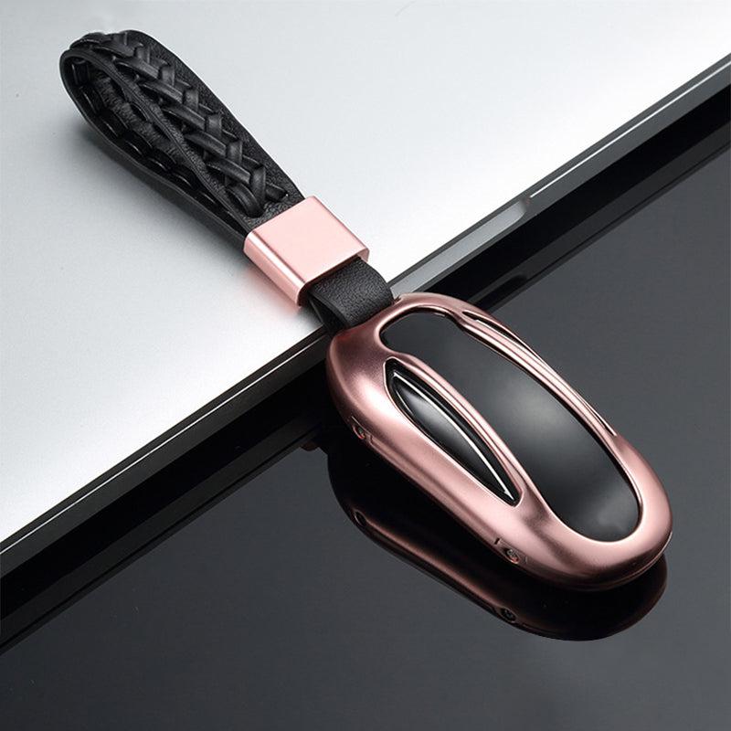 Aluminum Alloy and Leather Key Fob Case for Teala Model X Teslauaccessories