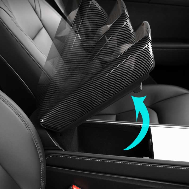 Carbon Fiber Center Armrest Cover for Tesla Model 3 Model Y Teslauaccessories