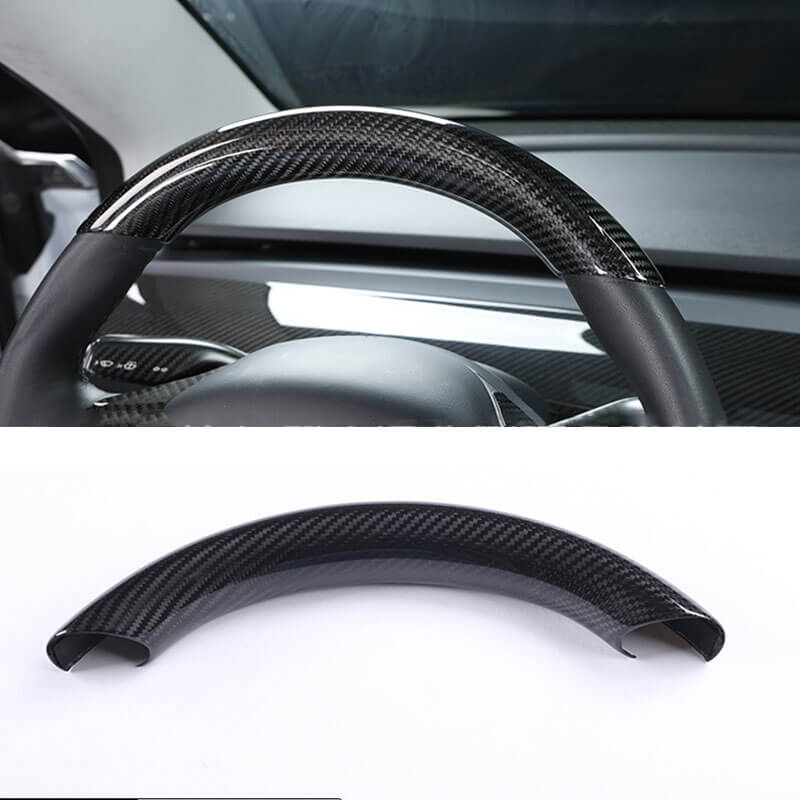 Gloss Real Carbon Fiber Steering Wheel Caps Cover for Tesla Model 3/Y Teslauaccessories