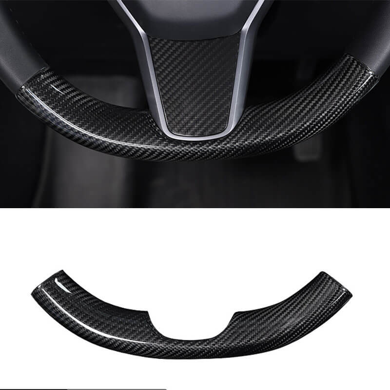 Gloss Real Carbon Fiber Steering Wheel Caps Cover for Tesla Model 3/Y Teslauaccessories