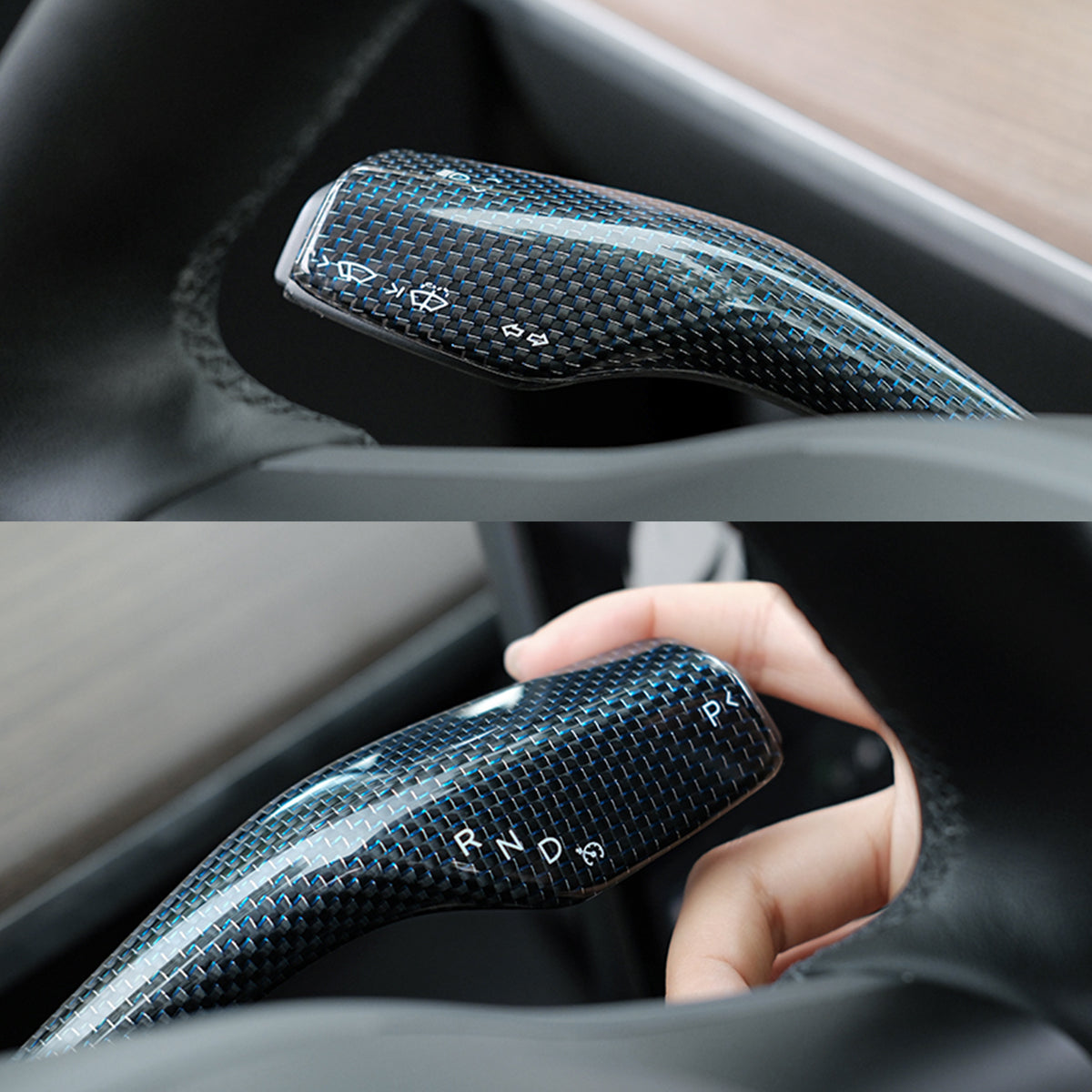 Real Carbon Fiber Stalk Cover for Tesla Model 3 Y Teslauaccessories