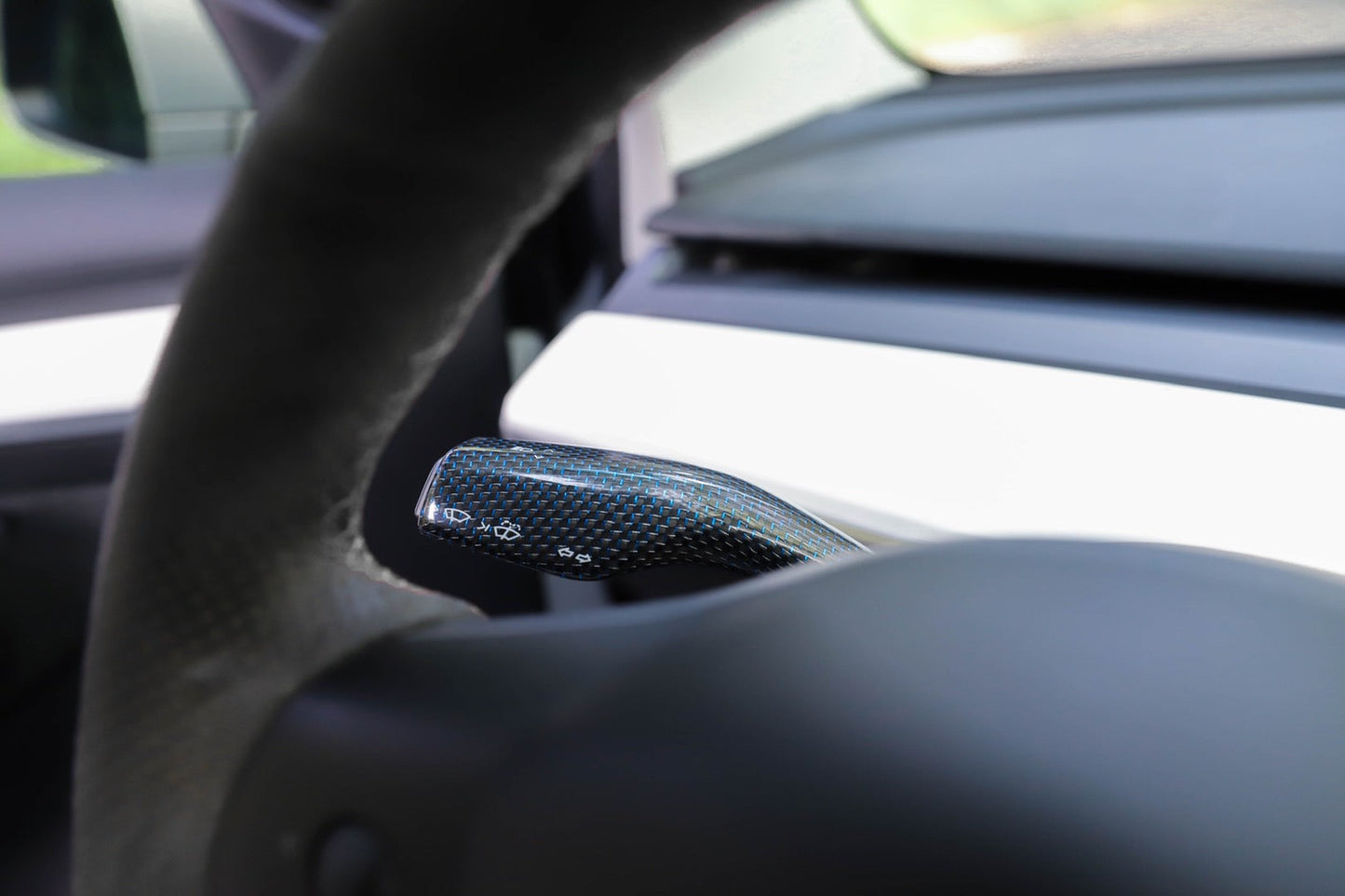 Real Carbon Fiber Stalk Cover for Tesla Model 3 Y Teslauaccessories