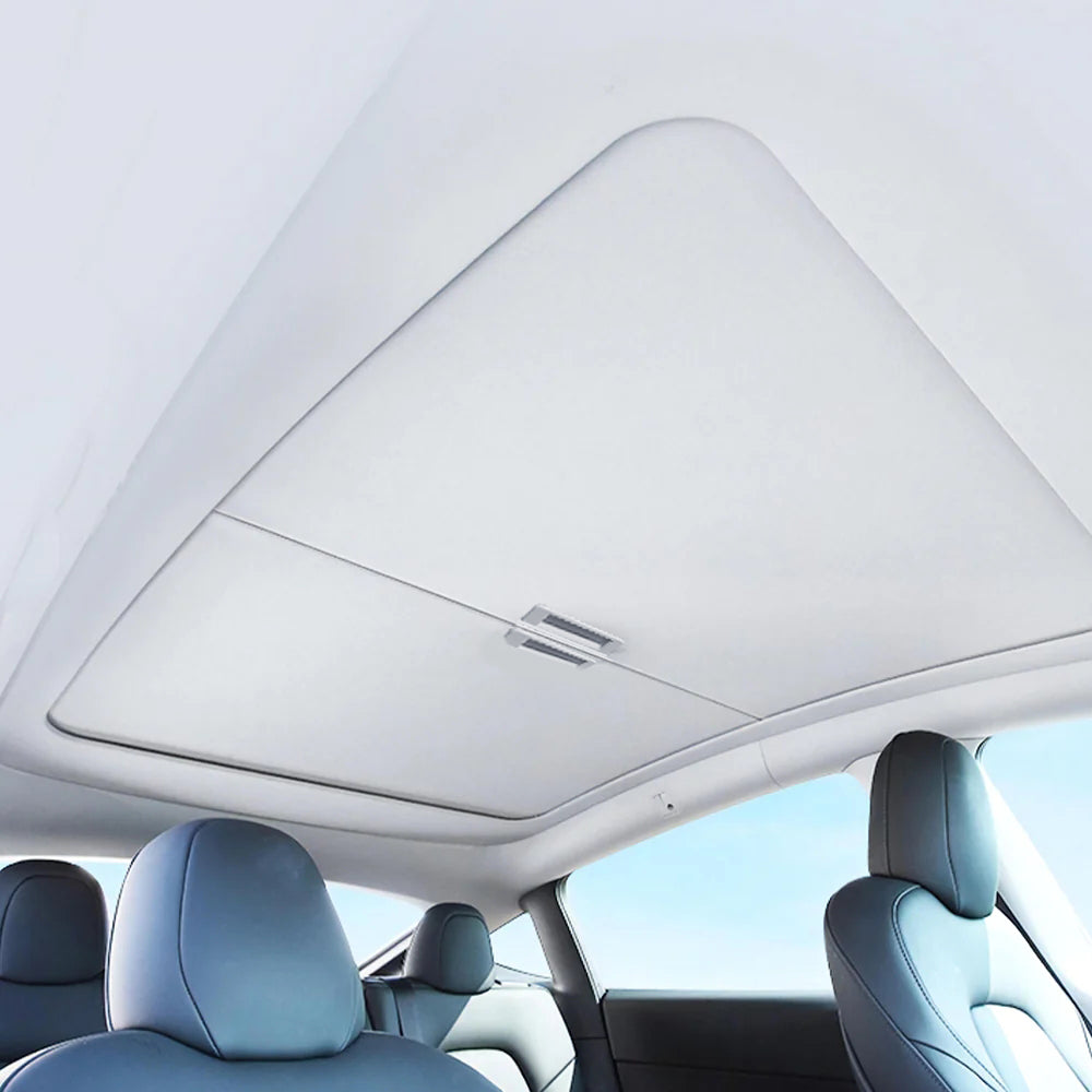 Retractable Sunshade Glass Roof Sunshade with Roll Fabric Style For Tesla Model Y Teslauaccessories