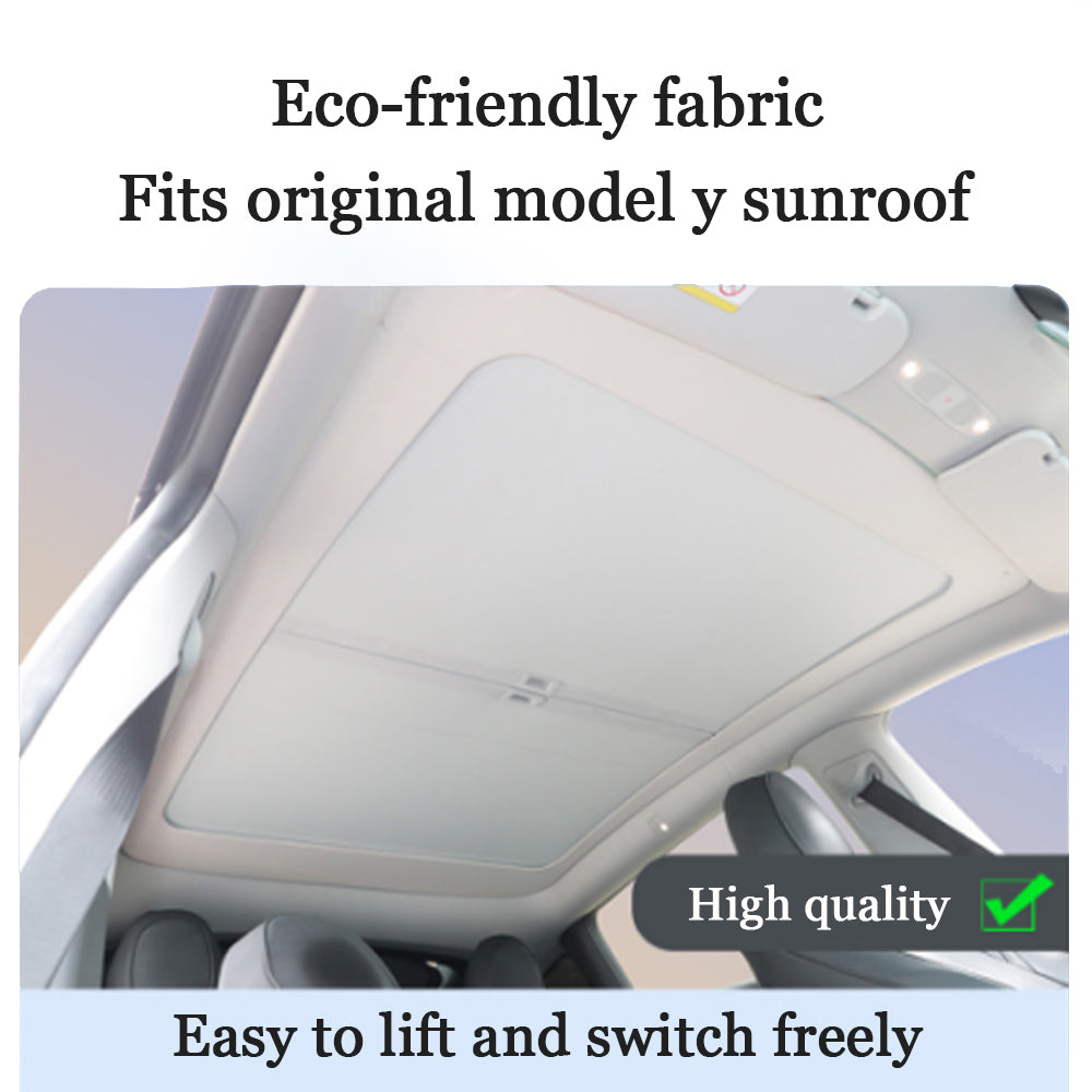 Retractable Sunshade Glass Roof Sunshade with Roll Fabric Style For Tesla Model Y Teslauaccessories