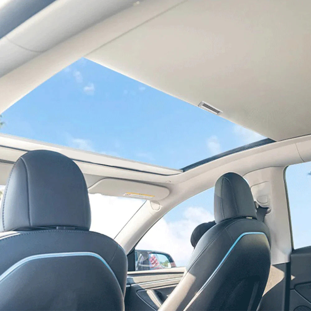 Retractable Sunshade Glass Roof Sunshade with Roll Fabric Style For Tesla Model Y Teslauaccessories