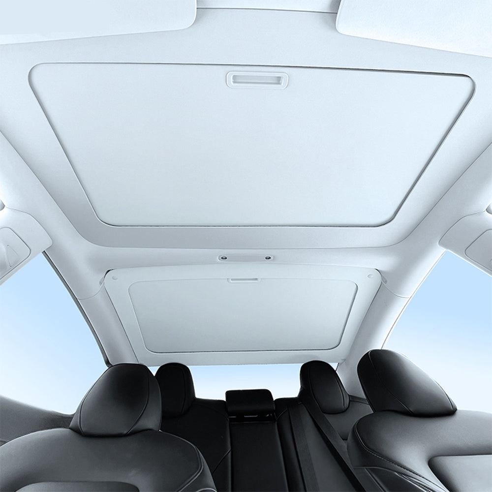 Retractable Sunshade Glass Roof Sunshade with Roll Fabric Style For Tesla Model Y Teslauaccessories